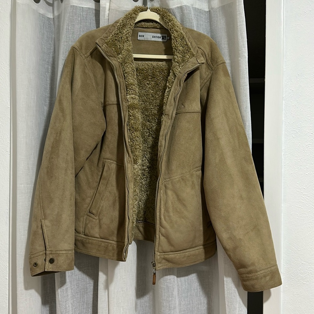 Quicksilver “Silver Edition”  taupe suede jacket - faux fur lined